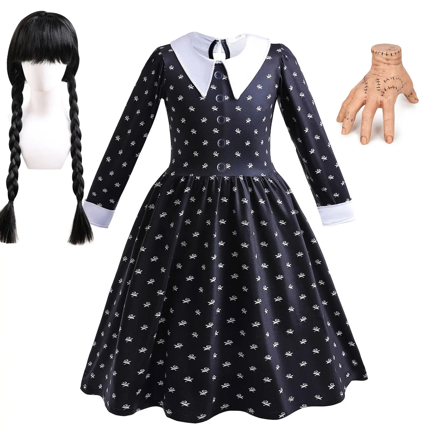 Vinagte Gothic Black Dress Girls Wednesday TV Series Role Playing Costume Toddler Halloween Addams Weirdo Family Cosplay Apparel