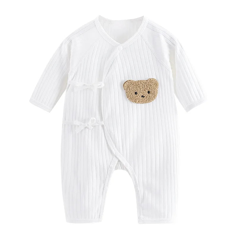 Boys Girls One Piece Outfit  100% Cotton Newborn Baby Long Sleeve Romper Infant Solid Knitting Thin Jumpsuit For Seasons