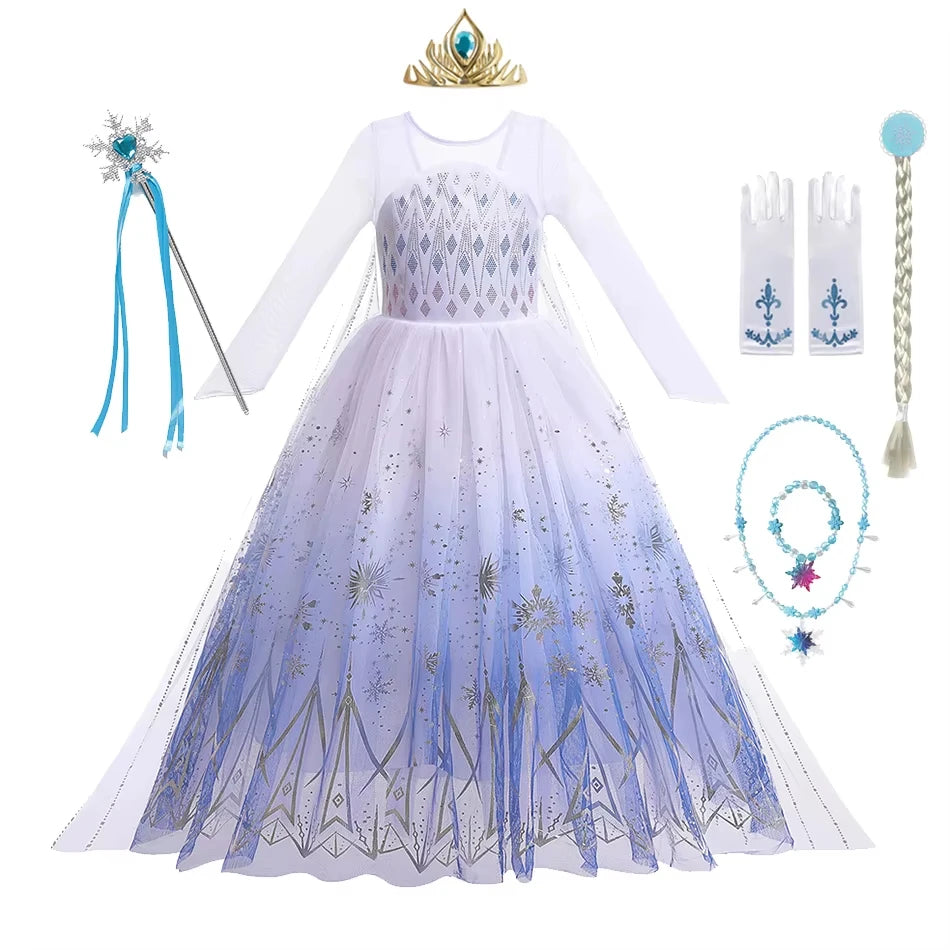 Cosplay costumes for Girls Princess Snow Queen gowns, Halloween Party Carnival costumes Vestido, Girls Princess dresses, summer