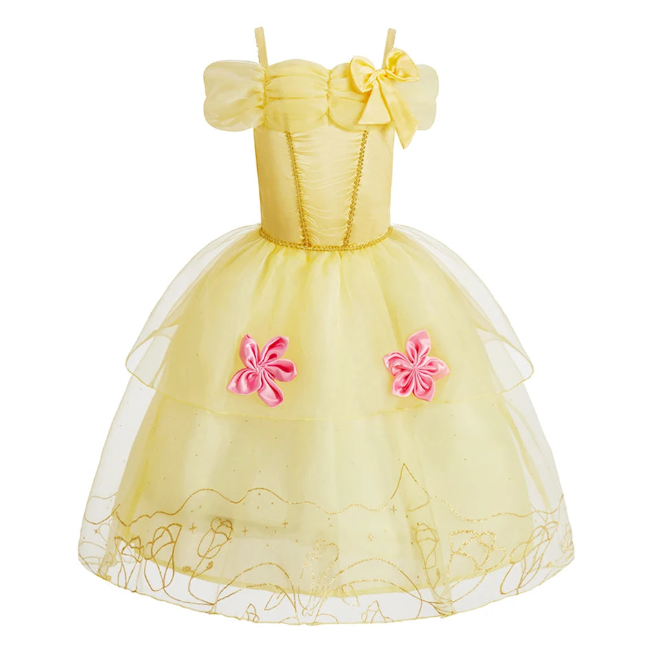 Girls Princess Dress Kids Cinderella Snow White Aurora Sofia Rapunzel Cinderella Halloween Costume Children Birthday Party Dress