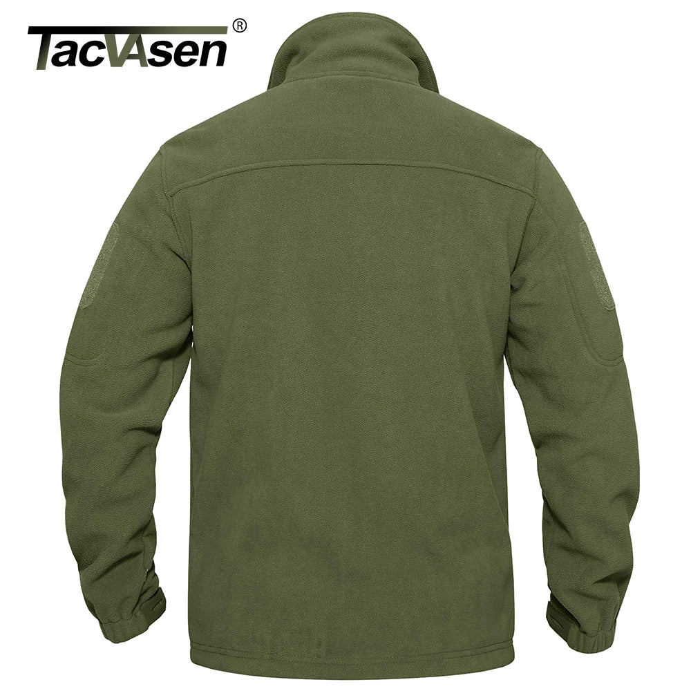 TACVASEN Men's Fleece Jacket Soft Warmth Windproof Full Zip Up Coat Multiple Zipper Pockets Hiking Working Outdoors Windbreaker