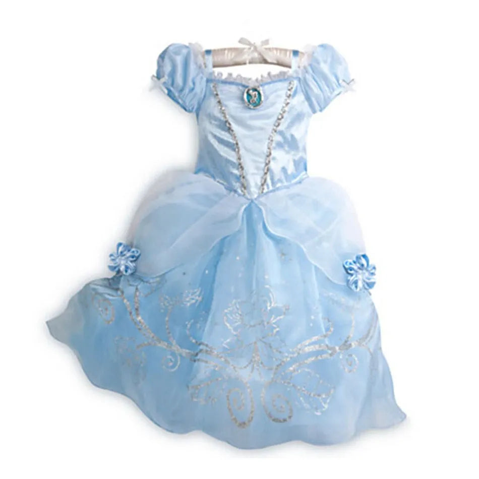 Kids Princess Costume Children Elsa Anna Halloween Dress Girl Jasmine Moana Dinner Dress Rapunzel Mermaid Pageant Disguise 3-10Y