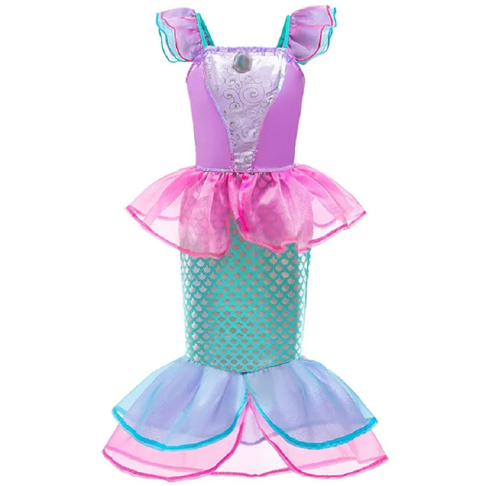 Kids Princess Costume Children Elsa Anna Halloween Dress Girl Jasmine Moana Dinner Dress Rapunzel Mermaid Pageant Disguise 3-10Y