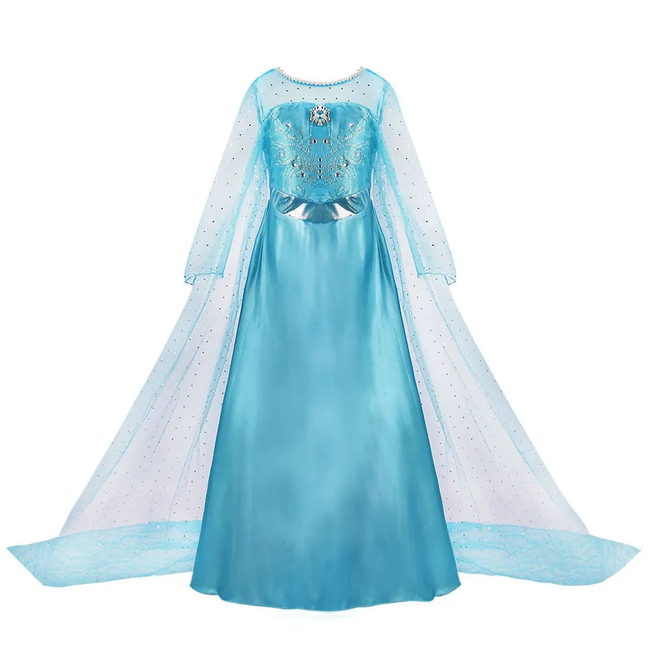 Girls Jasmine Princess Dress Children Elsa Anna Bella Rapunzel Mermaid Costume Kids Snow White Cinderella Aurora Dress