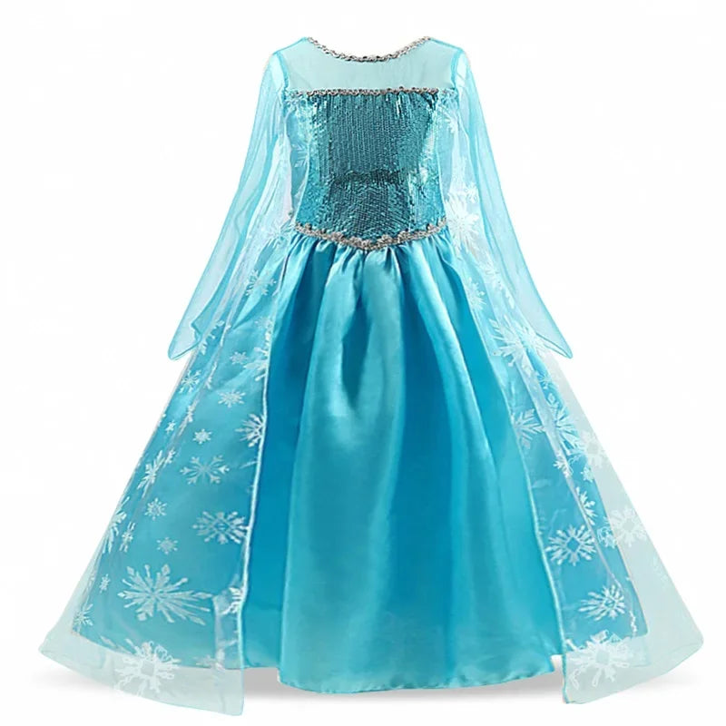 Girls Snow Queen Elsa Kids Costumes For Girl 2024 Carnival Party Prom Gown Robe-Playing Children Clothing Frozen Princess Dress