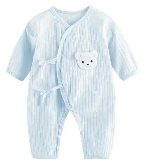 Boys Girls One Piece Outfit  100% Cotton Newborn Baby Long Sleeve Romper Infant Solid Knitting Thin Jumpsuit For Seasons