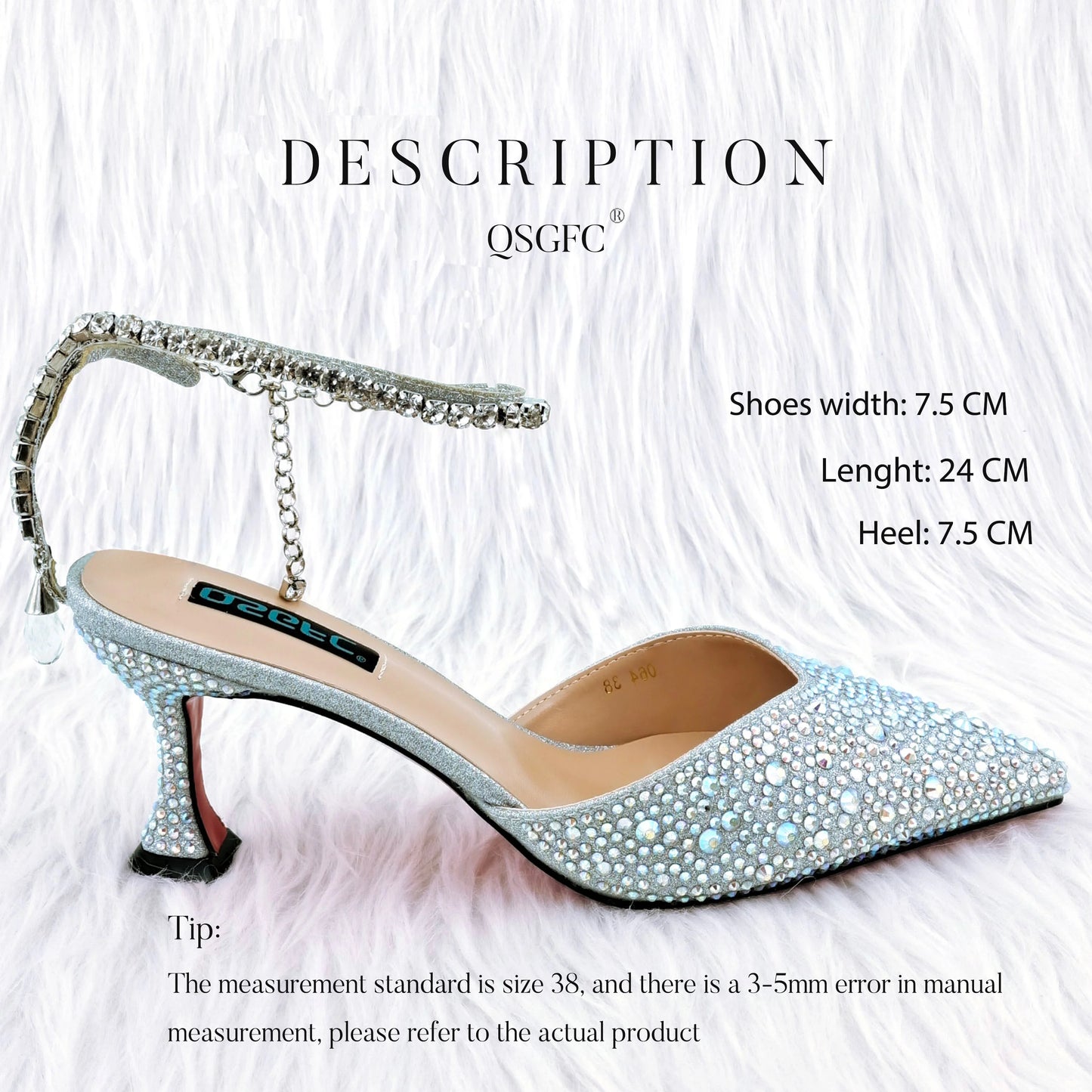 New Arrival Fashion Style Pointed Shoes Bag Soft Handle Bag Anklet Design Medium Heel Ladies Shoes Suitable for Wedding Party