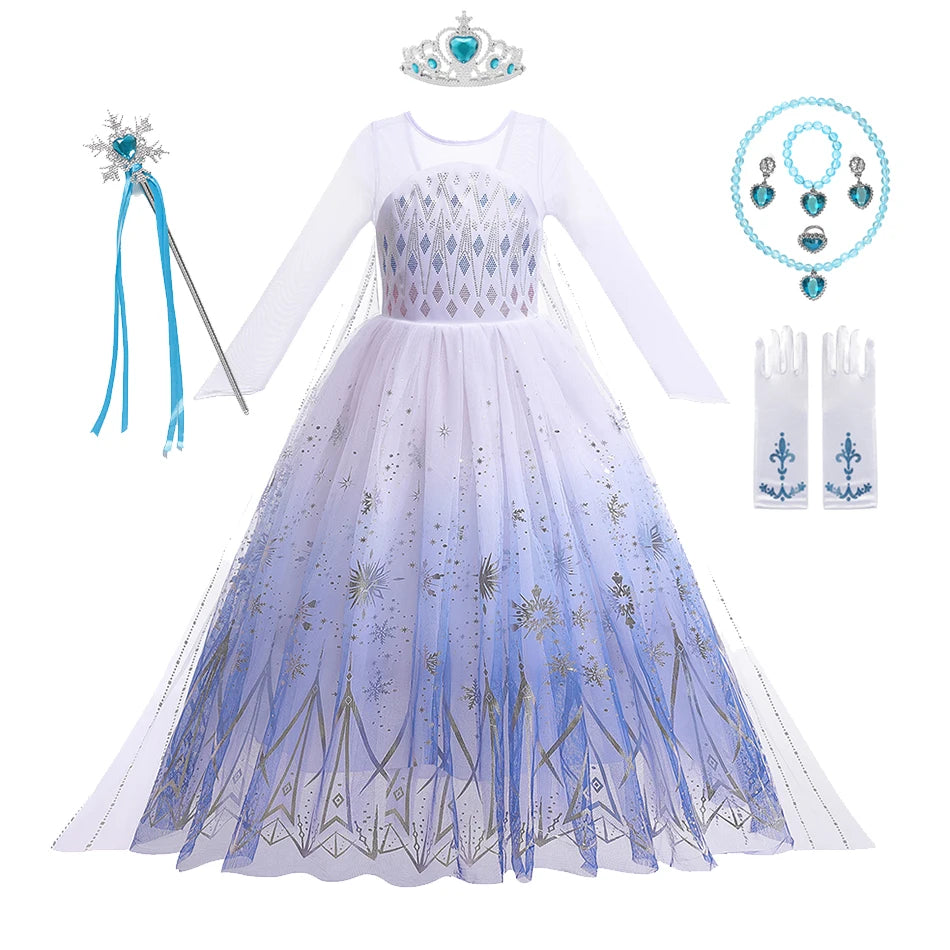 Cosplay costumes for Girls Princess Snow Queen gowns, Halloween Party Carnival costumes Vestido, Girls Princess dresses, summer