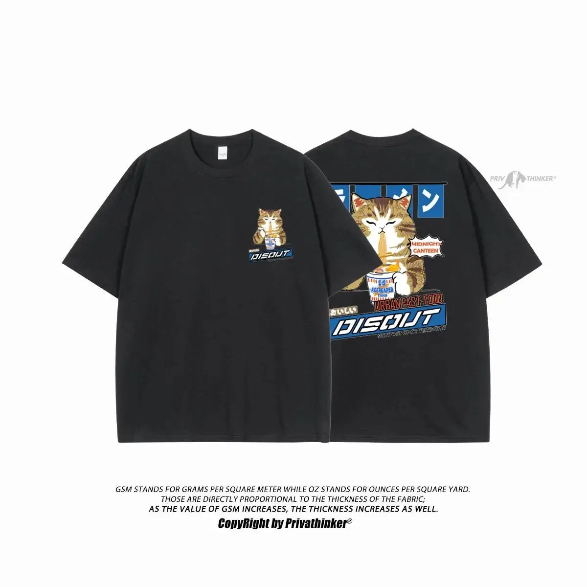 100% Cotton Men's T-shirts Japanese Style Cat Anime Graphic Tops Short Sleeve Summer Oversized Clothing O-neck Male Tees