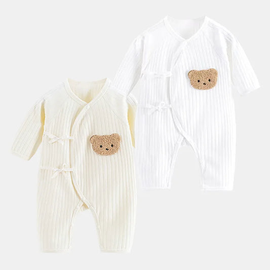 Boys Girls One Piece Outfit  100% Cotton Newborn Baby Long Sleeve Romper Infant Solid Knitting Thin Jumpsuit For Seasons