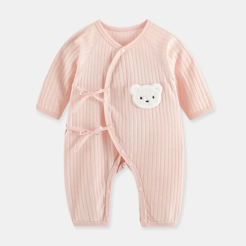 Boys Girls One Piece Outfit  100% Cotton Newborn Baby Long Sleeve Romper Infant Solid Knitting Thin Jumpsuit For Seasons