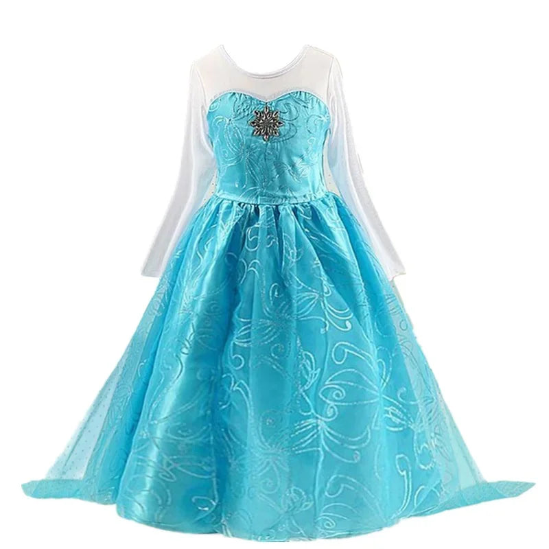 Girls Snow Queen Elsa Kids Costumes For Girl 2024 Carnival Party Prom Gown Robe-Playing Children Clothing Frozen Princess Dress