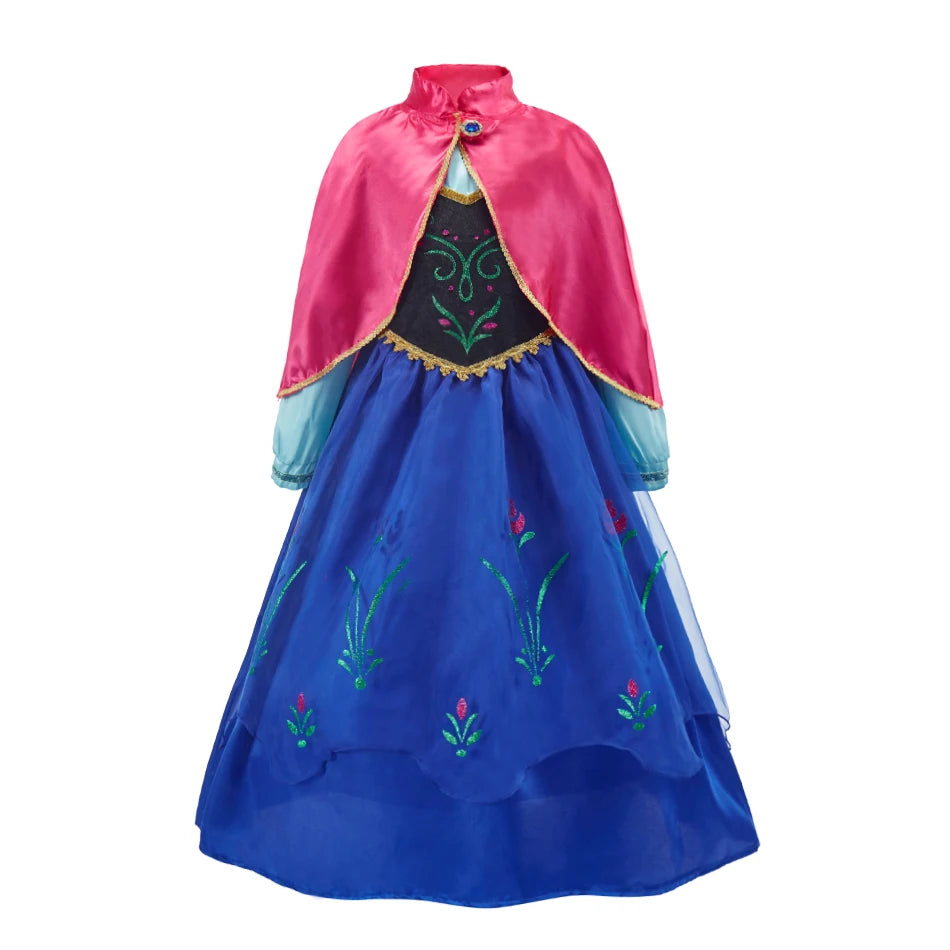 Kids Princess Costume Children Elsa Anna Halloween Dress Girl Jasmine Moana Dinner Dress Rapunzel Mermaid Pageant Disguise 3-10Y