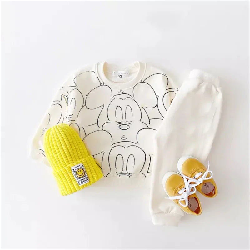 New Designer Cartoon Clothing  Tracksuit Baby Boy Summer Printed Clothes T-shirt+shorts Baby Girl Casual Solid Color Sets