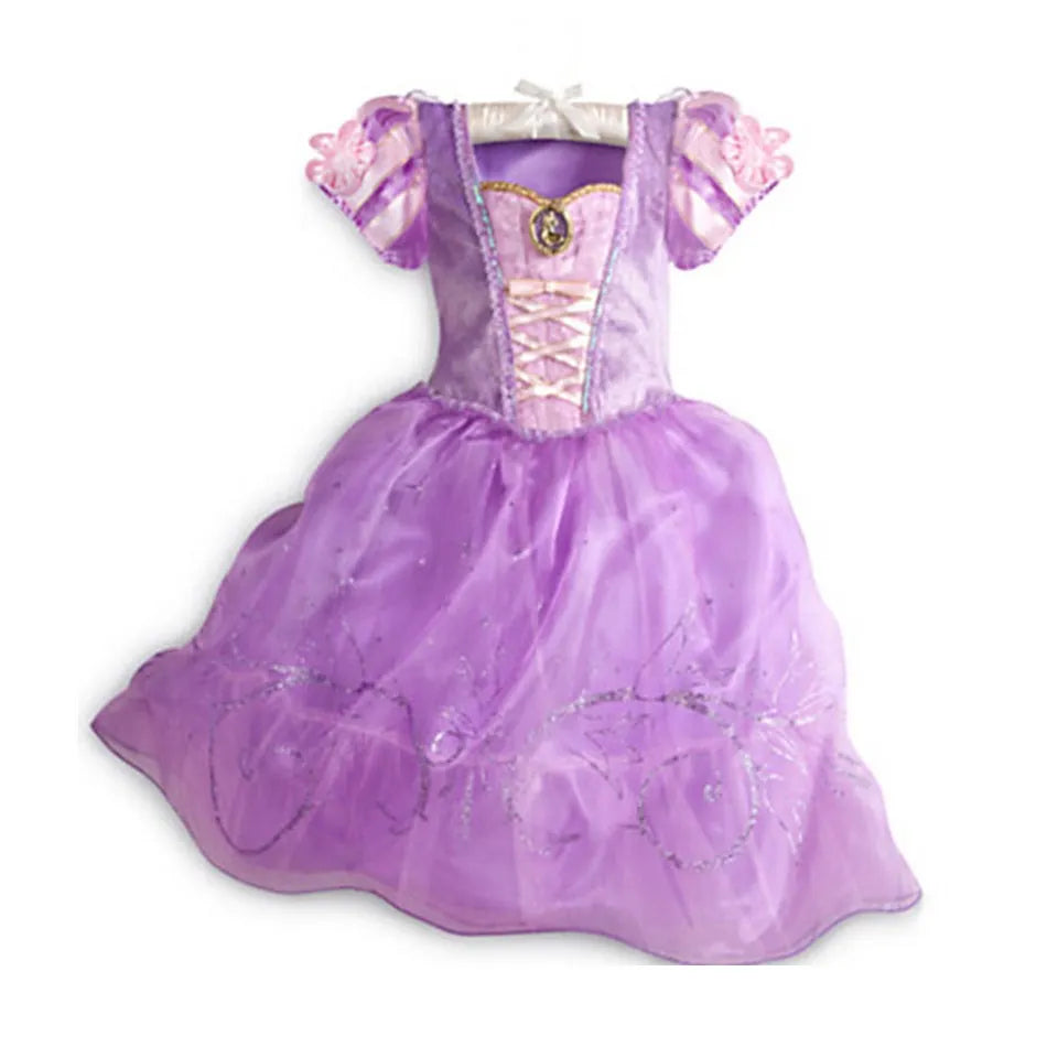 Kids Princess Costume Children Elsa Anna Halloween Dress Girl Jasmine Moana Dinner Dress Rapunzel Mermaid Pageant Disguise 3-10Y