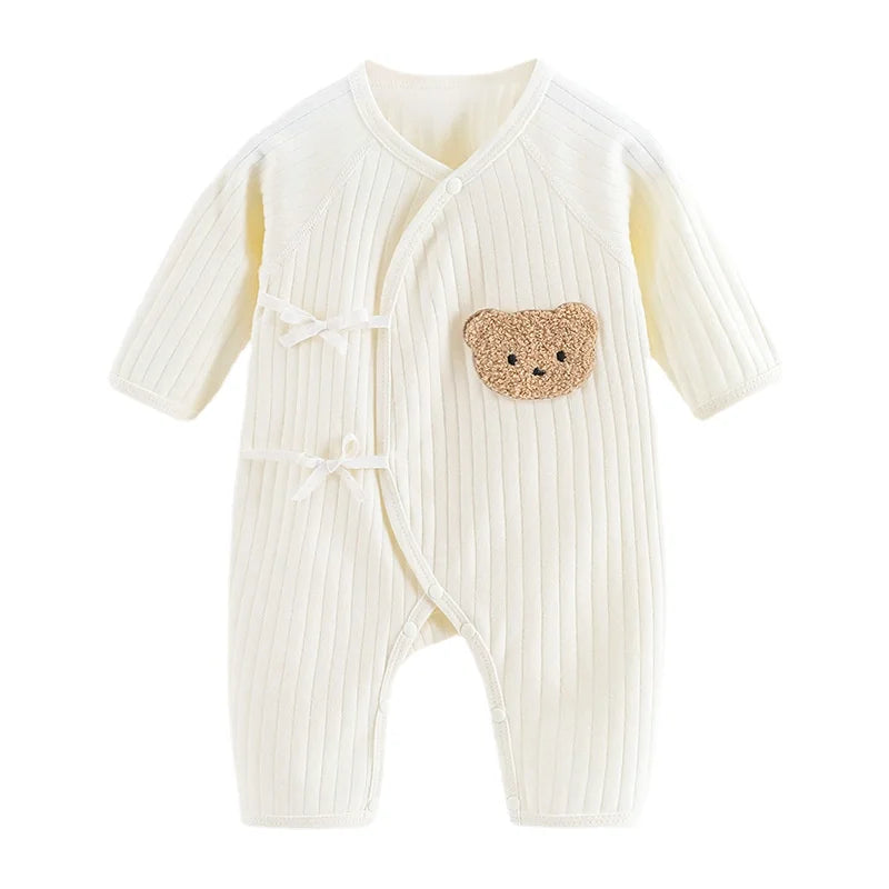 Boys Girls One Piece Outfit  100% Cotton Newborn Baby Long Sleeve Romper Infant Solid Knitting Thin Jumpsuit For Seasons