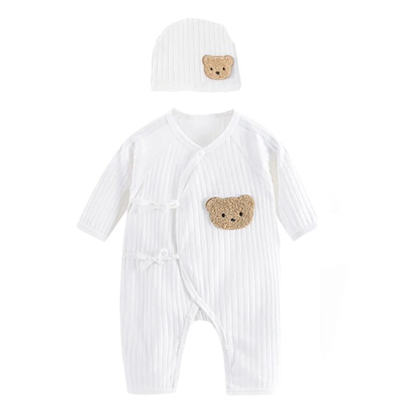 Boys Girls One Piece Outfit  100% Cotton Newborn Baby Long Sleeve Romper Infant Solid Knitting Thin Jumpsuit For Seasons